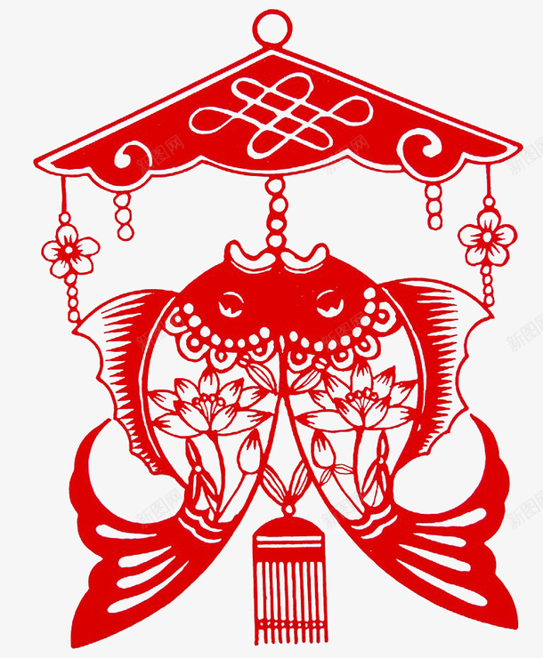 荷花锦鲤剪纸png免抠素材_88icon https://88icon.com 剪纸 好运锦鲤 荷花 锦鲤 鲤鱼