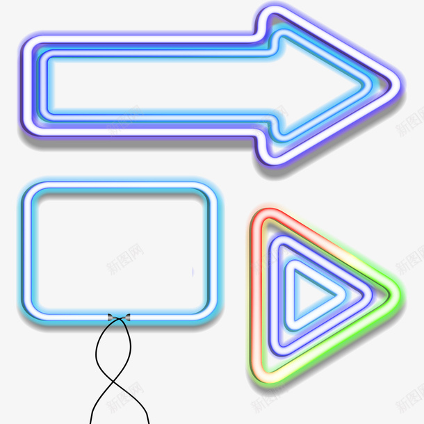 霓虹灯箭头几何电商装饰png免抠素材_88icon https://88icon.com 促销 几何 电商 箭头 装饰 霓虹灯