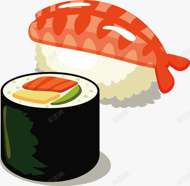 手绘美食寿司面包矢量图ai免抠素材_88icon https://88icon.com 三文鱼 三明治 刺身 寿司 手绘 海苔寿司 海鲜 美味大虾 美食 面包 鱼籽 矢量图