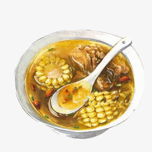 排骨玉米汤手绘画片png免抠素材_88icon https://88icon.com 手绘美食 排骨汤 玉米 美味 营养汤 黄色汤汁