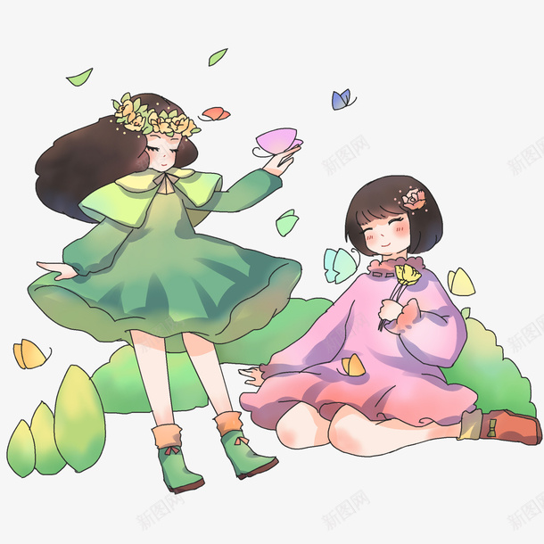 女孩春分西西花朵png免抠素材_88icon https://88icon.com 卡通人物 小女孩 春分植物 春天 春天来了 立春人物插画 绿色的 翩翩起舞 高高兴兴