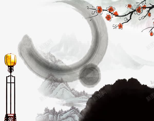 中国风水墨山水画png免抠素材_88icon https://88icon.com 中国风 半圆形 大山 山 山水 水墨 水墨画