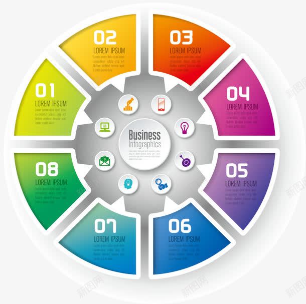 商务彩色图表png免抠素材_88icon https://88icon.com ppt 分类 图表 数字 流程