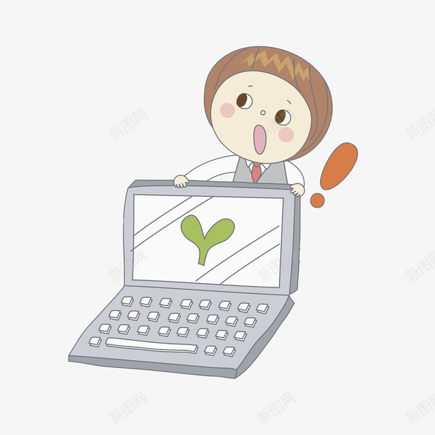 创意的电脑png免抠素材_88icon https://88icon.com 上网 卡通 学习 学生 帅气的 插图 电脑 男孩