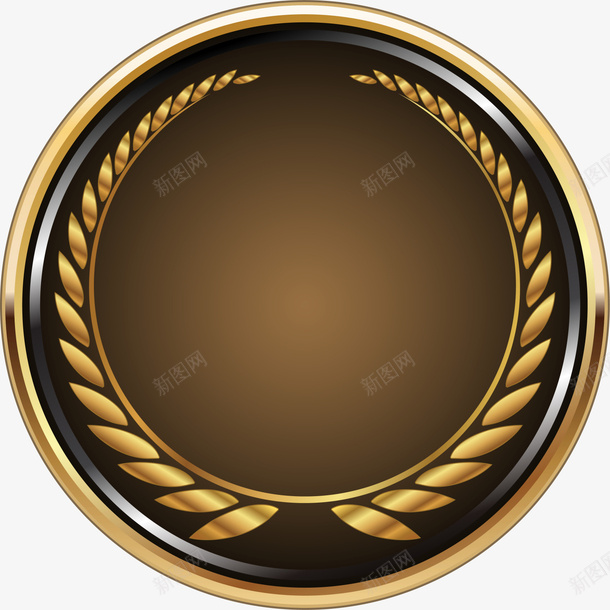 大气棕色徽章png免抠素材_88icon https://88icon.com 叶子装饰 大气徽章 棕色勋章 棕色徽章 金色叶子 金色圆环