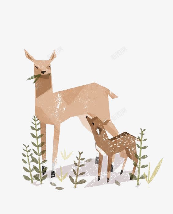 鹿png免抠素材_88icon https://88icon.com 亲子 卡通亲子旅行一家人 卡通动物 文艺清新 梅花鹿 美丽的鹿 鹿