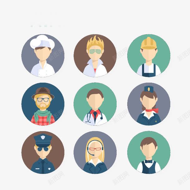 扁平化网页卡通职业头像png免抠素材_88icon https://88icon.com H5页面素材 促销 医生 厨师 工人 扁平化人物 扁平化素材 教师 电商卡通人物 网页设计卡通 职业头像 警察