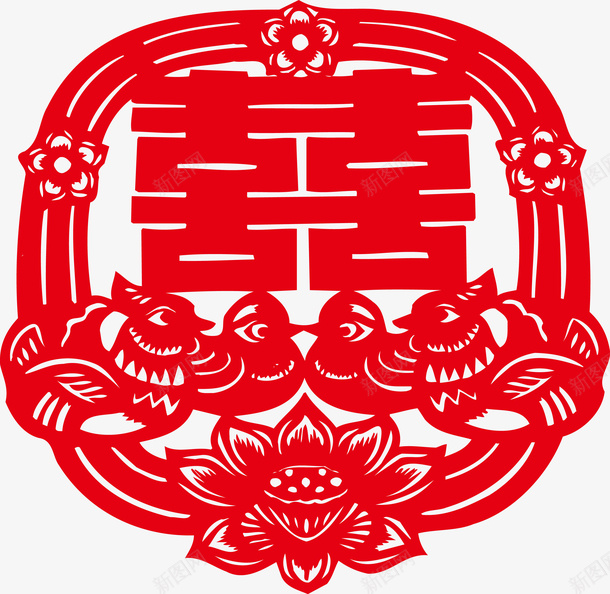 婚礼红色喜字贴矢量图ai免抠素材_88icon https://88icon.com 剪纸 双喜 喜字贴 囍 囍底纹 大红喜字 婚庆 底纹 窗花帖 红色 矢量图