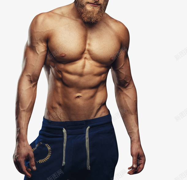 一位帅气的健身男png免抠素材_88icon https://88icon.com 人物 力量 强壮 男人体 男性 肌肉 胡须 腹肌 马甲线