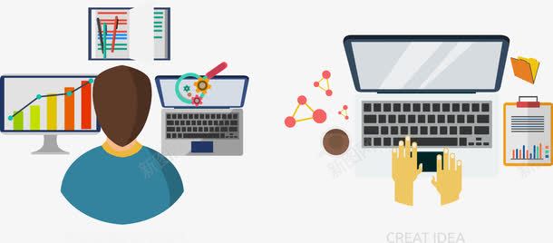 手绘操作电脑png免抠素材_88icon https://88icon.com 扁平 手绘 操作电脑