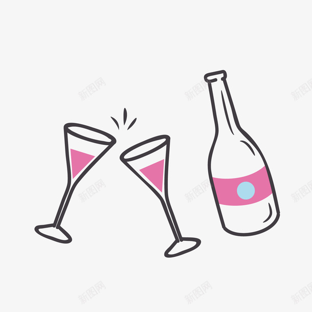 婚礼装饰酒杯酒水png免抠素材_88icon https://88icon.com 卡通酒水 婚礼装饰 背景装饰 酒瓶 香槟杯