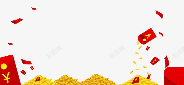 卡通金币堆钱堆红包节日元素png免抠素材_88icon https://88icon.com 卡通元素 卡通金币 红包 节日 金币 钱堆