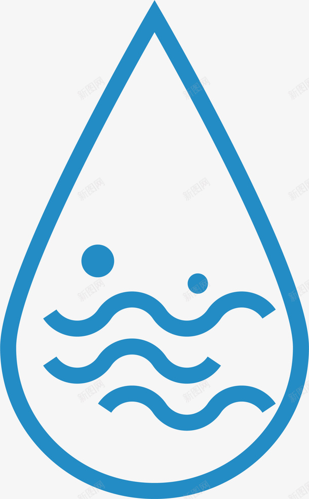 蓝色简约线条水滴png免抠素材_88icon https://88icon.com 世界节水节 水滴 水珠 液体 环保 省水 节水