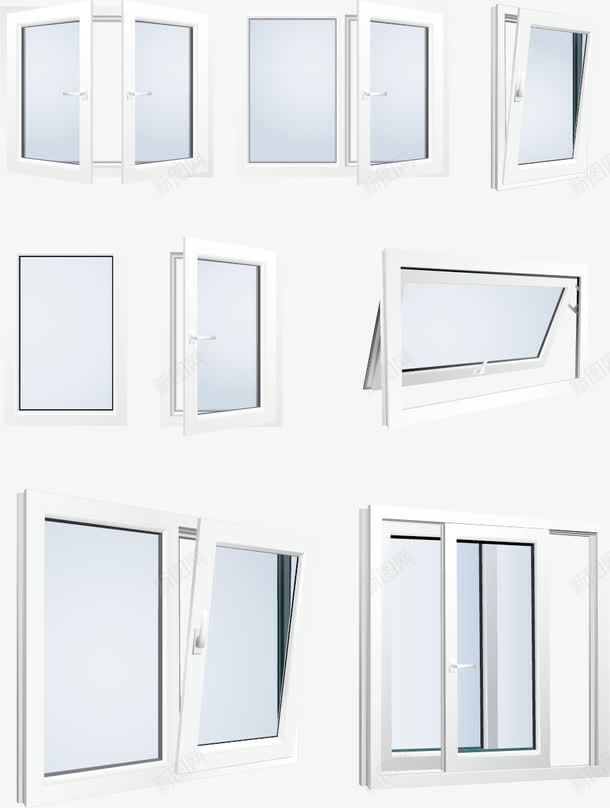家居窗户矢量图ai免抠素材_88icon https://88icon.com 关窗 家居 平开窗 推拉窗 玻璃窗设计 矢量图 窗户设计 铝合金窗