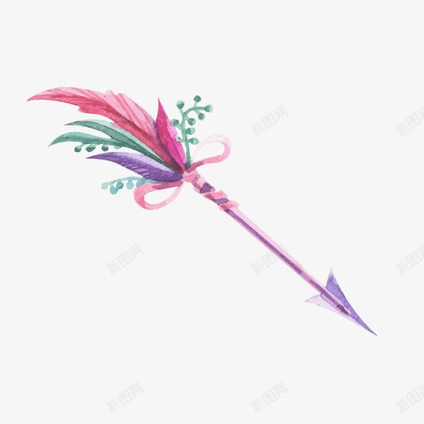 卡通羽毛装饰弓箭png免抠素材_88icon https://88icon.com 弓箭 彩色 手绘 羽毛装饰 部落文化