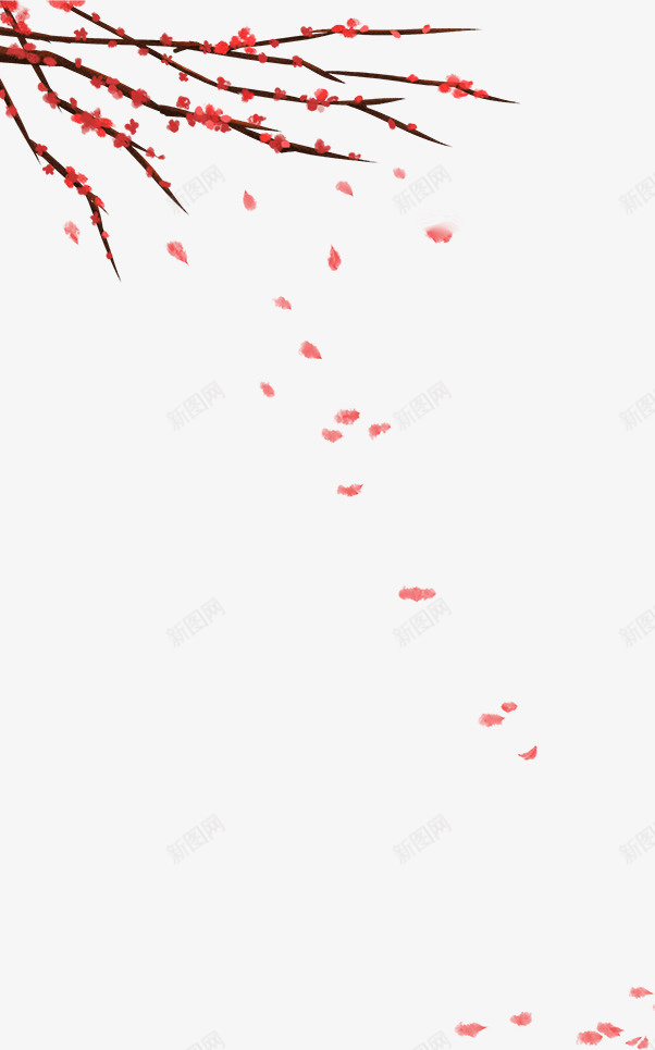 春季飘落的红色桃花png免抠素材_88icon https://88icon.com 春天 春季桃花 春意盎然 桃花花瓣 红色桃花 飘落的桃花