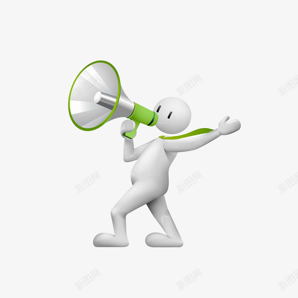 立体拿着喇叭激情呐喊的小白人素png免抠素材_88icon https://88icon.com 3D小白人 呐喊吓人 呐喊小人 激情呐喊 立体拿着喇叭激情呐喊的小白人素材免费下载 飘动的领带