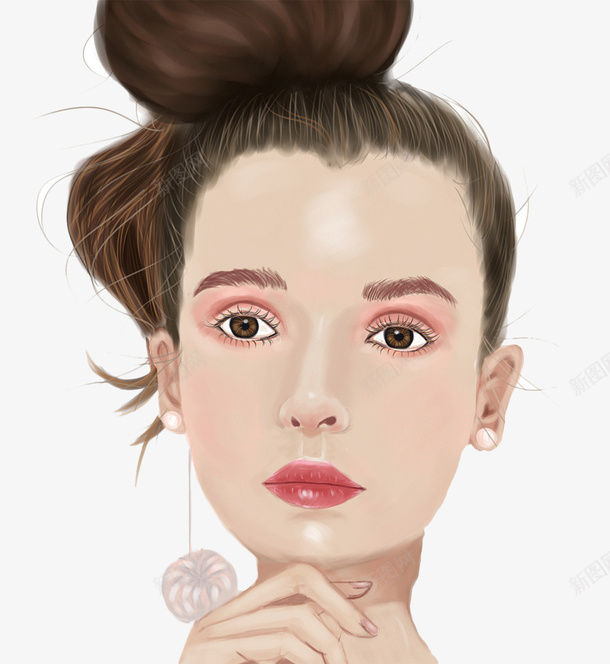 丸子头可爱丫头手绘png免抠素材_88icon https://88icon.com 丫头 丸子头 凝视 双眼皮 可爱 头像 手绘 白皙 粉嫩 红唇