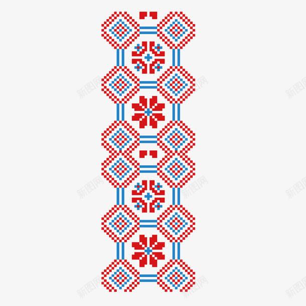 蓝红回行苗族花纹png免抠素材_88icon https://88icon.com 回行 花纹 苗族 苗族花纹 蓝红