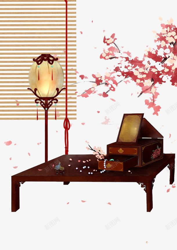 古风胭脂台png免抠素材_88icon https://88icon.com 台面 梳妆 樱花 胭脂