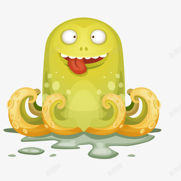 卡通绿色的怪物矢量图ai免抠素材_88icon https://88icon.com 卡通 吐舌头 奇怪的 怪兽 怪物 矢量图 章鱼 绿色 绿色妖怪