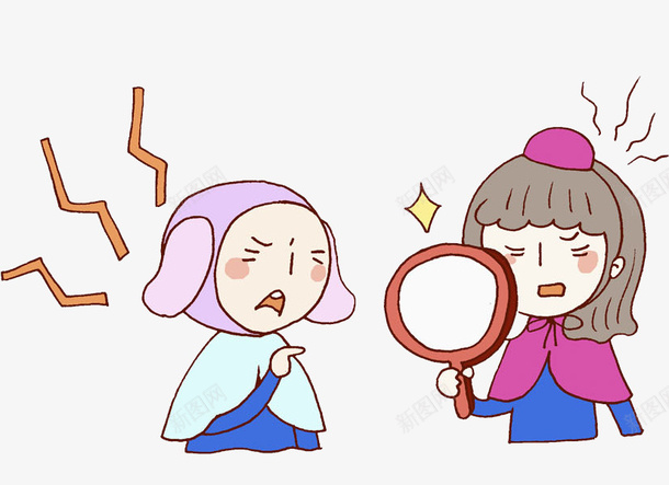 照镜子的女人png免抠素材_88icon https://88icon.com 卡通 变丑的 可爱的 心情不好 照镜子 生气的 难过的