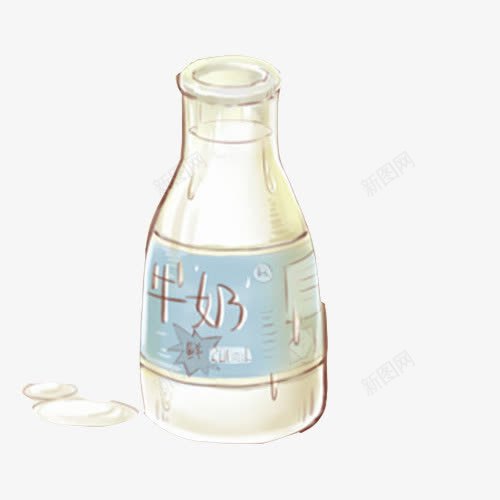 牛奶瓶手绘画片png免抠素材_88icon https://88icon.com 奶制品 牛奶 白色 色彩画 蛋白质 补钙