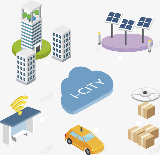 立体智慧城市模型矢量图ai免抠素材_88icon https://88icon.com 互联网 智慧城市 物联网 矢量png 立体模型 网络城市 矢量图