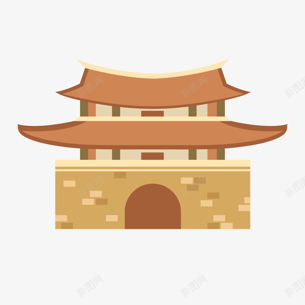 一幢淡黄色的古代建筑png免抠素材_88icon https://88icon.com 中式建筑 古代建筑 古建筑 古建筑手绘图 扁平化 手绘建筑 淡黄色
