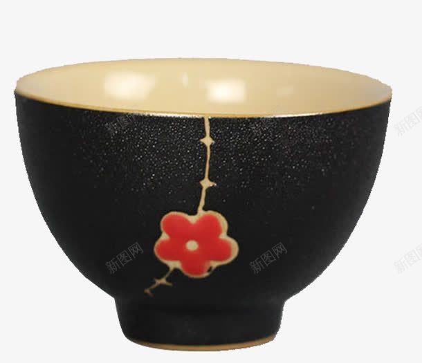 梅花装饰黑陶茶杯png免抠素材_88icon https://88icon.com 仿古茶具实拍 梅花茶杯 红色梅花 茶杯茶碗 茶艺茶杯 黑陶