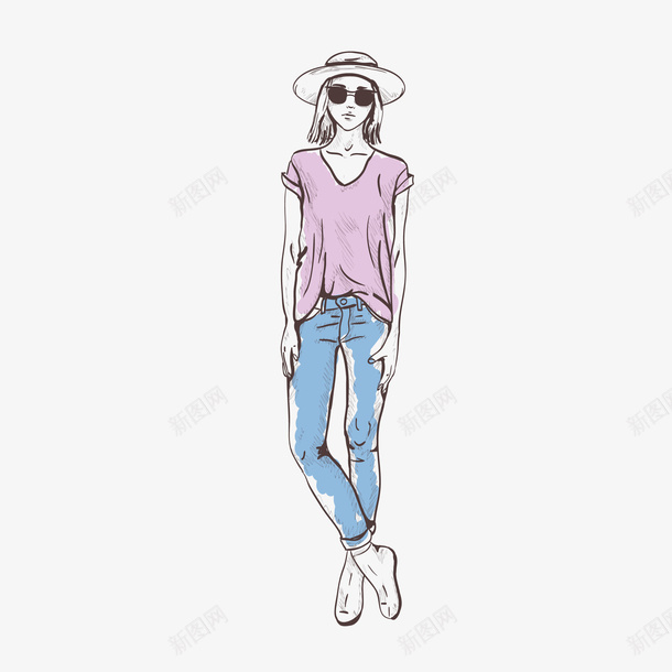 手绘时尚模特矢量图ai免抠素材_88icon https://88icon.com 女装服饰 女装模特 手绘时尚 手绘的 时尚模特 服装模特 矢量图