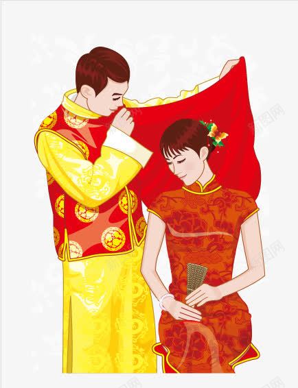 中式婚纱照png免抠素材_88icon https://88icon.com 中国风 中式婚纱照 古装 红盖头 红色