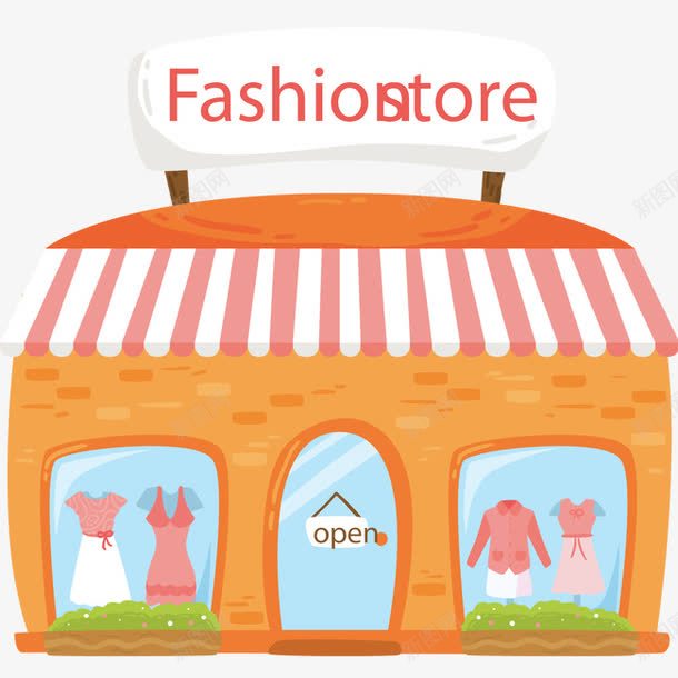 复古风格的时尚商店门面矢量图ai免抠素材_88icon https://88icon.com 商店 时尚 服装店 门面 矢量图