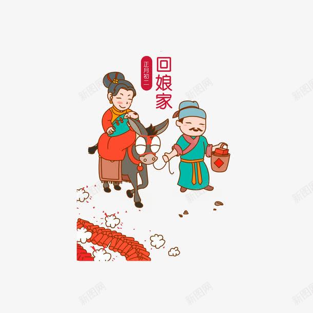 骑着驴png免抠素材_88icon https://88icon.com 初一到初八 大年初二回娘家 打包小包回娘家 骑着驴回娘家