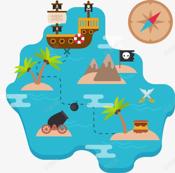 蓝色大海地形图png免抠素材_88icon https://88icon.com 冒险岛 大海地图 寻宝路线 海盗寻宝图 矢量素材 航海图