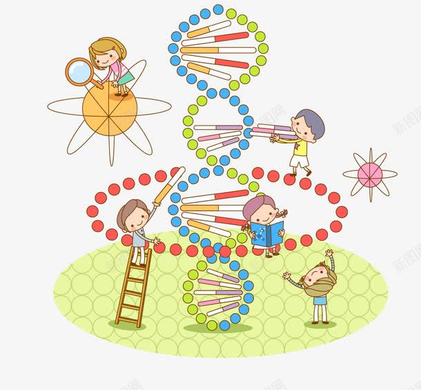 螺旋体png免抠素材_88icon https://88icon.com DNA 卡通人物 星球 梯子 草地 螺旋体