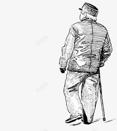铅笔素描孤独老人的背影png免抠素材_88icon https://88icon.com 一个人 一人 孤单背影 孤独感 孤独的背影 寂寞 弱势群体 背影 铅笔素描