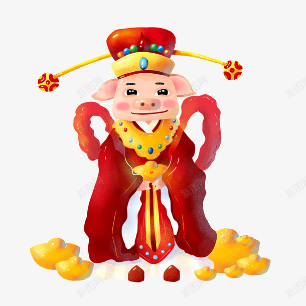 卡通2019猪财神红色衣服psd免抠素材_88icon https://88icon.com 2019 元宝装饰 免抠财神 卡通 猪财神 红色衣服