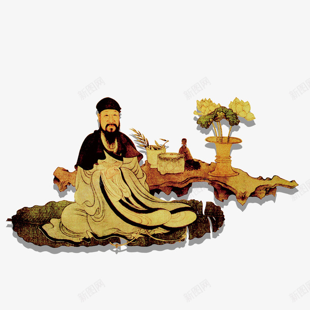 古代医生psd免抠素材_88icon https://88icon.com 古人看病 古代 古代服饰 古代男人 服饰 望闻问切 男人 盆栽 行医 长胡子 长胡子的男人 鲜花