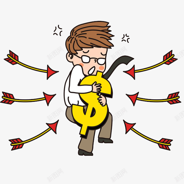 手绘商务万箭穿心的男人png免抠素材_88icon https://88icon.com 卡通 商务 奋斗的 弓箭 抱紧的 挣钱 男人 金钱