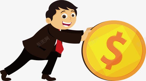 推动金币的商务小人png免抠素材_88icon https://88icon.com 商务小人 推动金币 金币 金融汇报