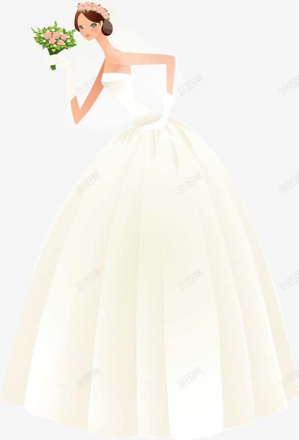 卡通美丽新娘png免抠素材_88icon https://88icon.com 卡通新娘 喜庆 手捧花 白色婚纱 美丽女人 美丽新娘