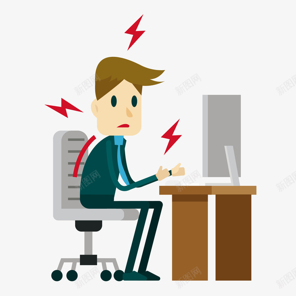 卡通手绘商务男人的颈椎病矢量图eps免抠素材_88icon https://88icon.com 办公室 办公室男人 卡通 卡通男人 工作 工作的男人 男人 男人颈椎病 颈椎病 矢量图