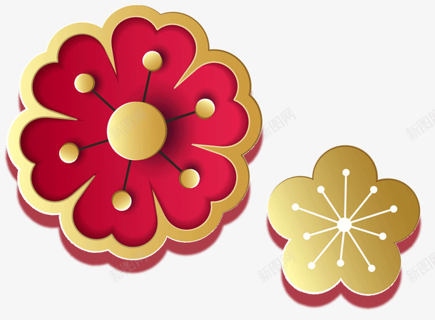 装饰微立体花卉png免抠素材_88icon https://88icon.com 3D立体 微立体 花朵 装饰图案 金色花卉 鲜花