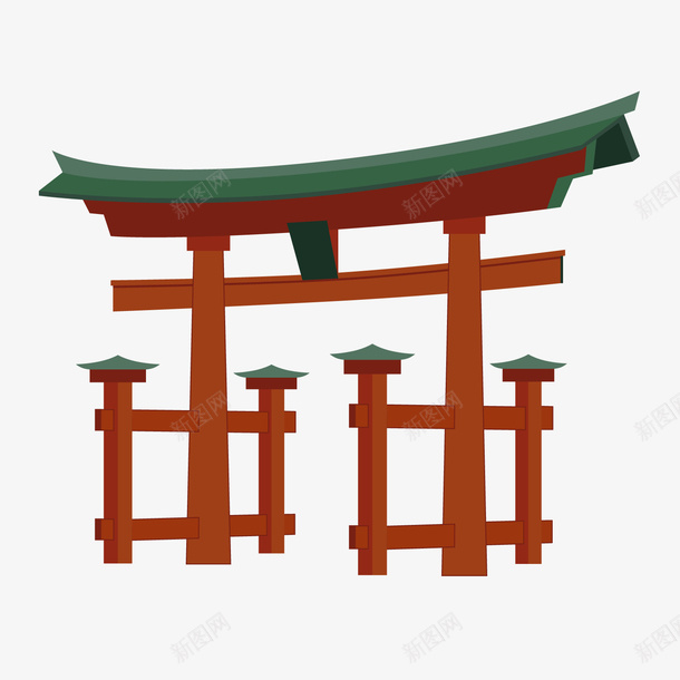 一座扁平化的日本寺庙牌坊png免抠素材_88icon https://88icon.com 寺庙 扁平化 旅游 日本 牌坊 红色 门