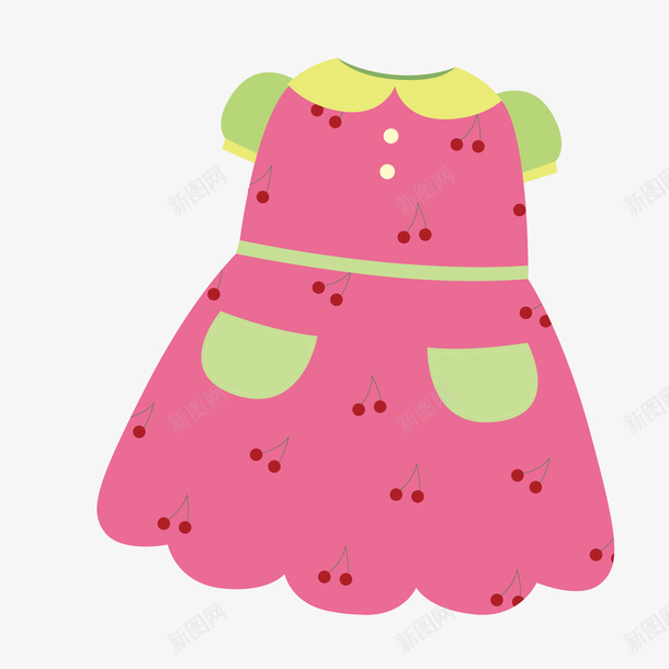 卡通女孩的连衣裙矢量图ai免抠素材_88icon https://88icon.com 卡通 女孩 服装 服饰 樱桃 粉红色 连衣裙 矢量图
