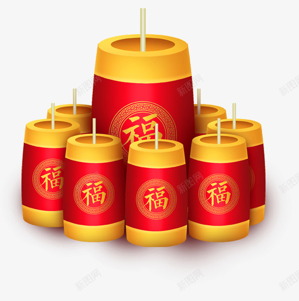 新年装饰烟花炮竹psd免抠素材_88icon https://88icon.com 围在一起的烟花 新年装饰 炮竹 烟花 福字烟花 红色烟花