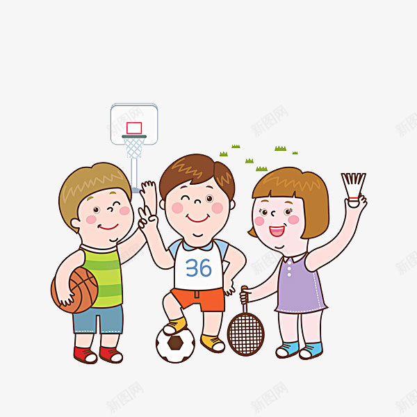 打球的孩子png免抠素材_88icon https://88icon.com 可爱的 小孩 篮球 羽毛球 足球 运动 高兴地