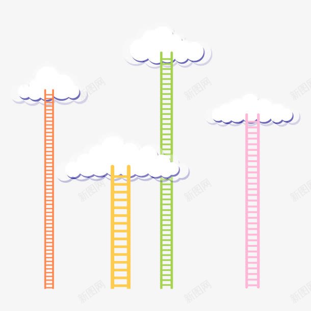 白云梯子png免抠素材_88icon https://88icon.com 卡通梯子 天空 梯子 楼梯 白云 走
