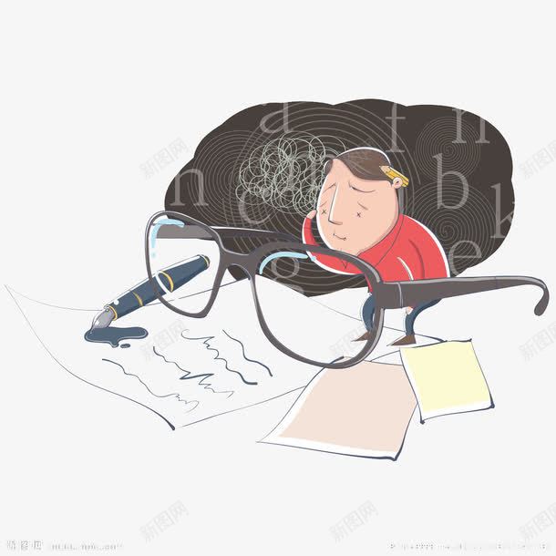 老眼昏花的卡通漫画元素png免抠素材_88icon https://88icon.com 元素 卡通 漫画 烟花 疲劳